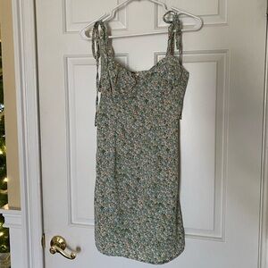 Green Floral Mini Dress S